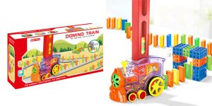 Tren para niños con bloques rectangulares para construir un dominó