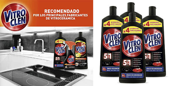 Pack x4 Limpiador Vitroclen para vitrocerámica en crema 5 en 1 de 450 ml