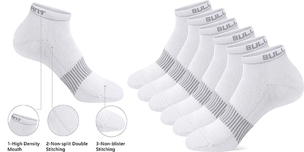 Calcetines baratos tobilleros mujer blanco y negro (6 pares) 