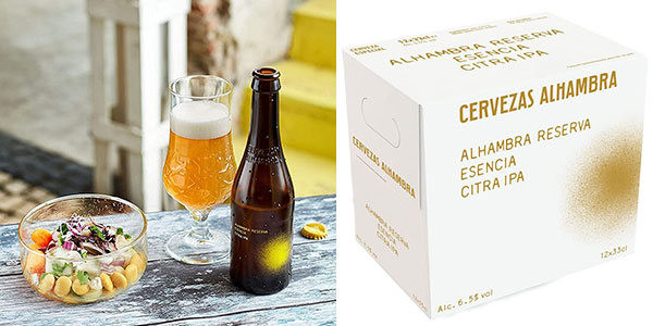 Chollo Pack de 12 botellines de cerveza Alhambra Reserva Esencia Citra IPA de 33 cl