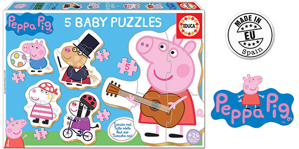 Chollo Pack de 5 puzles progresivos infantiles Educa de Peppa Pig