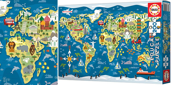 Chollo Puzle infantil Educa Mapamundi Sean Sims de 200 piezas