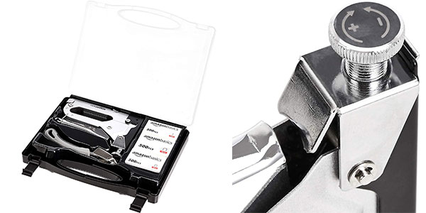 Grapadora industrial Amazon Basics 3 en 1 con 1.500 grapas barata
