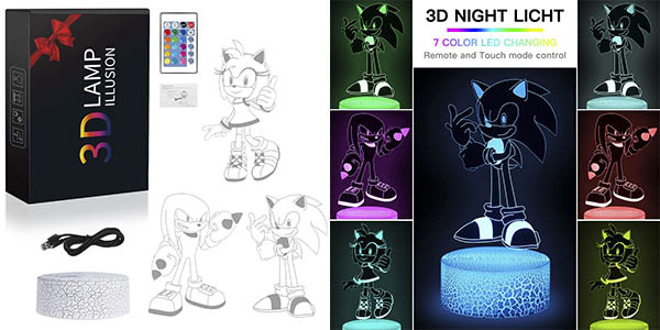 luz nocturna infantil 3D Sonic oferta