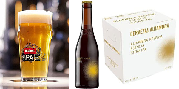 Pack doble de 12 cervezas Mahou IPA y 12 botellas de Alhambra Reserva Esencia Citra IPA de 33 cl barato