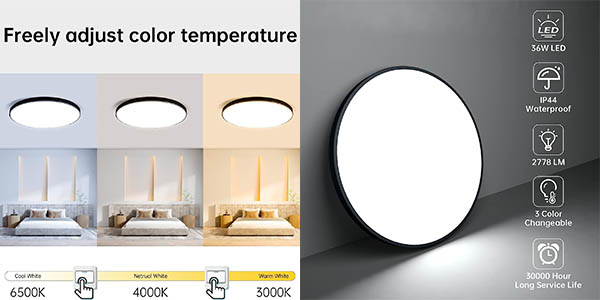 Plafón LED de 30W CANMEIJIA con temperatura de color ajustable