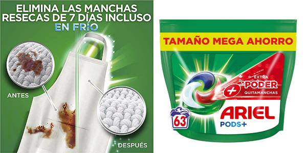 Chollo Pack Ariel PODS quitamanchas 62 cápsulas por sólo 24,60€ (0,39 ...