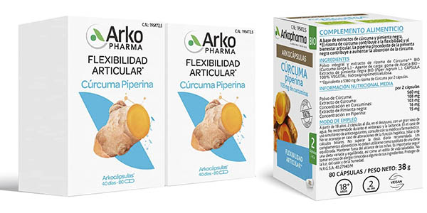 Arkopharma cúrcuma cápsulas flexibilidad articular chollo