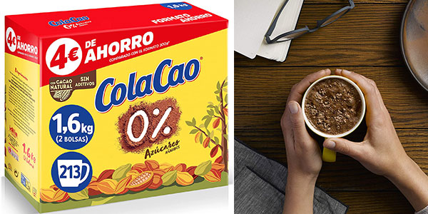 ▷ Chollo ColaCao 0% sin azúcares añadidos de 1,6 kg por sólo 11,39€ (-21%)