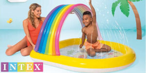 Chollo Piscina infantil Intex Arco Iris con toldo y aspersor