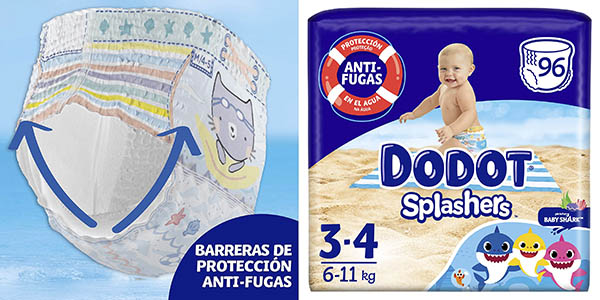 ▷ Chollo 96 pañales Dodot Splashers Talla 3-4 por sólo 30,53€ con envío  gratis (-24%)