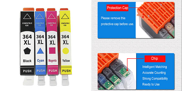 Pack de cartuchos de tinta 364XL compatibles con impresoras HP
