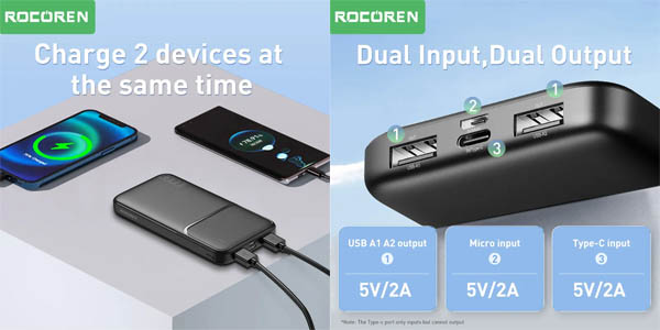 Batería externa Rocoren de 10.000 mAh