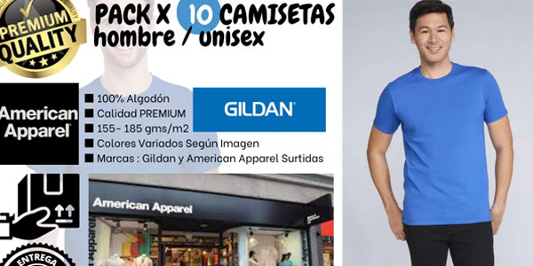 American Apparel Gildan camisetas en oferta