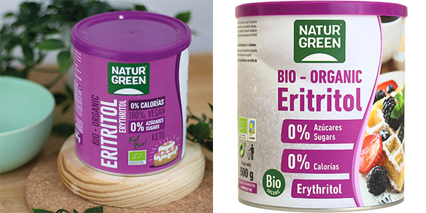 NaturGreen - Eritritol Bio, Edulcorante Natural, Orgánico, Ecológico,  Sustutivo del Azúcar, Bajo indice Glucémico, Pack de 2 unidades de 500 gr :  : Alimentación y bebidas