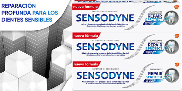 Chollo Pack x 3 Dentífrico blanqueante Sensodyne Repair & Protect de 75 ml