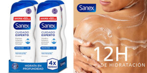 Chollo Pack x4 Gel de ducha hidratante Sanex Cuidado Experto de 600 ml