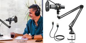 Micrófono de condensador TONOR TC30+ por USB con soporte de brazo y filtro