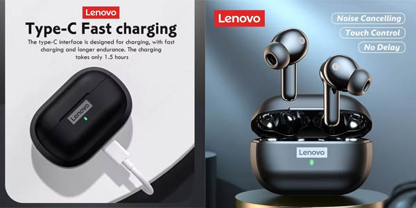 Auriculares inalámbricos Lenovo LP1S TWS con estuche de carga
