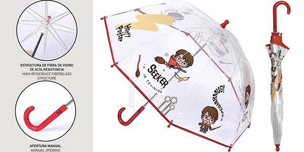 Chollo Paraguas infantil transparente de Harry Potter 