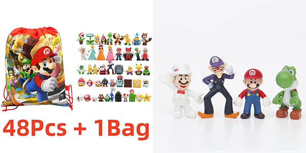 Pack de 48 figuras de Super Mario Bros + mochila saco