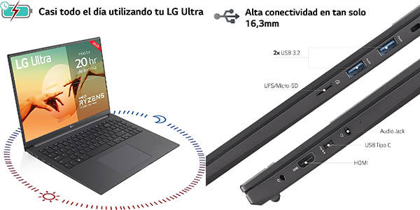 Portátil LG Ultra 16U70R de 16" WUXGA