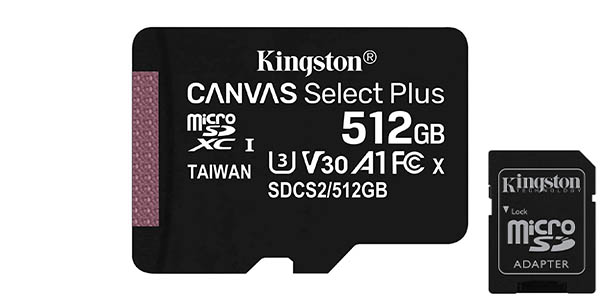 Tarjeta microSD Kingston Canvas Select Plus de 512 GB