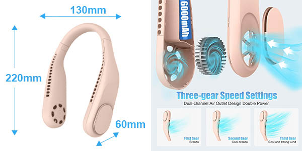 Mini ventilador de cuello USB recargable
