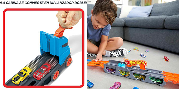 Camión Hot Wheels City con pista y 3 coches de juguete barato