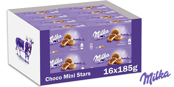 Chollo Pack x16 Paquetes de galletas Milka Choco Mini Stars