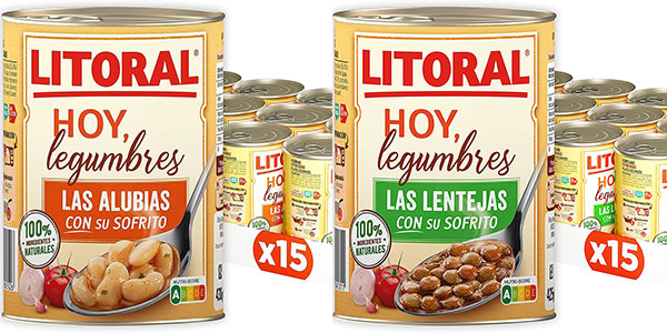 Chollo Pack Hoy, Legumbres de Litoral con 15 latas de alubias + 15 latas de lentejas