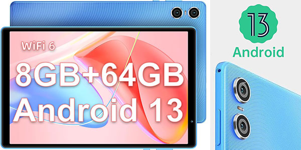  Tablet Android 13 de 10 pulgadas, 8 GB de RAM+64 GB