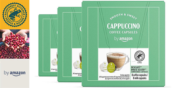 Chollo Pack de 48 cápsulas de café By Amazon Cappuccino compatible con Dolce Gusto