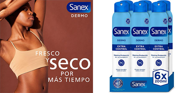 Chollo Pack x6 Desodorante Sanex Dermo Extra Control de 200 ml
