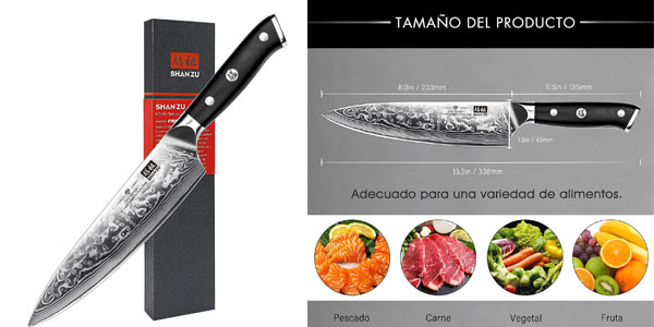 SHAN ZU Cuchillo de Cocina, Cuchillo de Chef 20cm, Cuchillo de