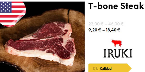 Iruki T-bone steak cupón descuento