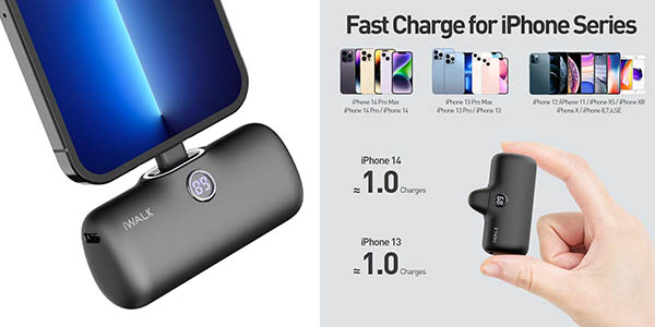 ▷ Chollo Batería portátil iWALK Mini de 4800mAh con carga rápida y  compatible con iPhone por sólo 19,79€ con doble cupón descuento (-40%)