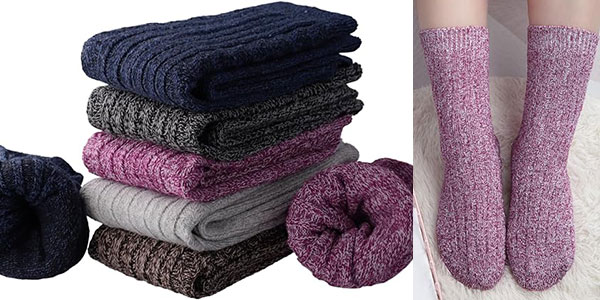▷ Chollo Pack de 5 pares de calcetines de lana para mujer por sólo 11,99€  (-25%)