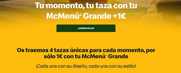 Mcdonalds taza promoción menú