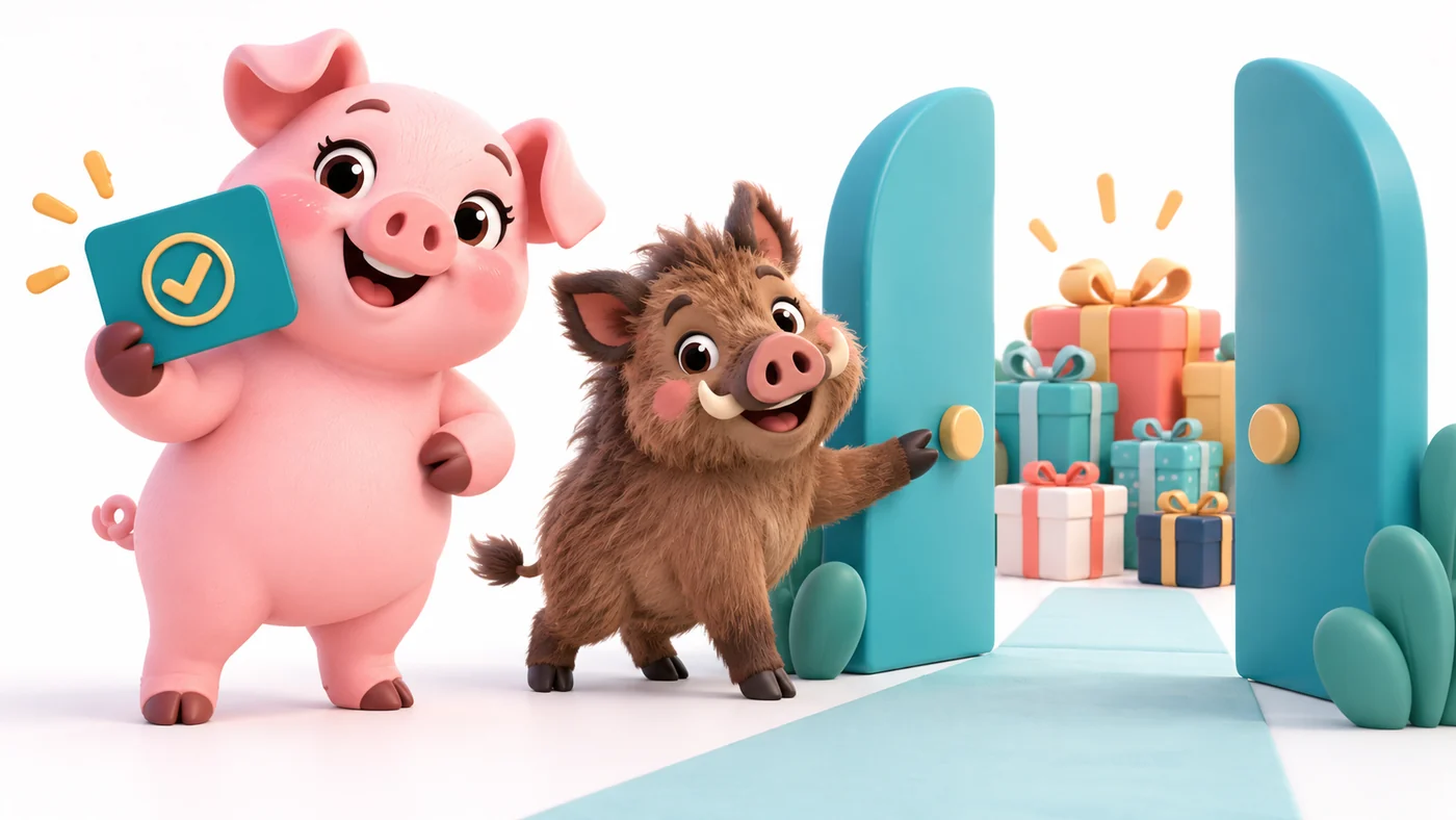 Un cerdito muestra su acceso Prime y un jabalí abre la puerta a las ofertas