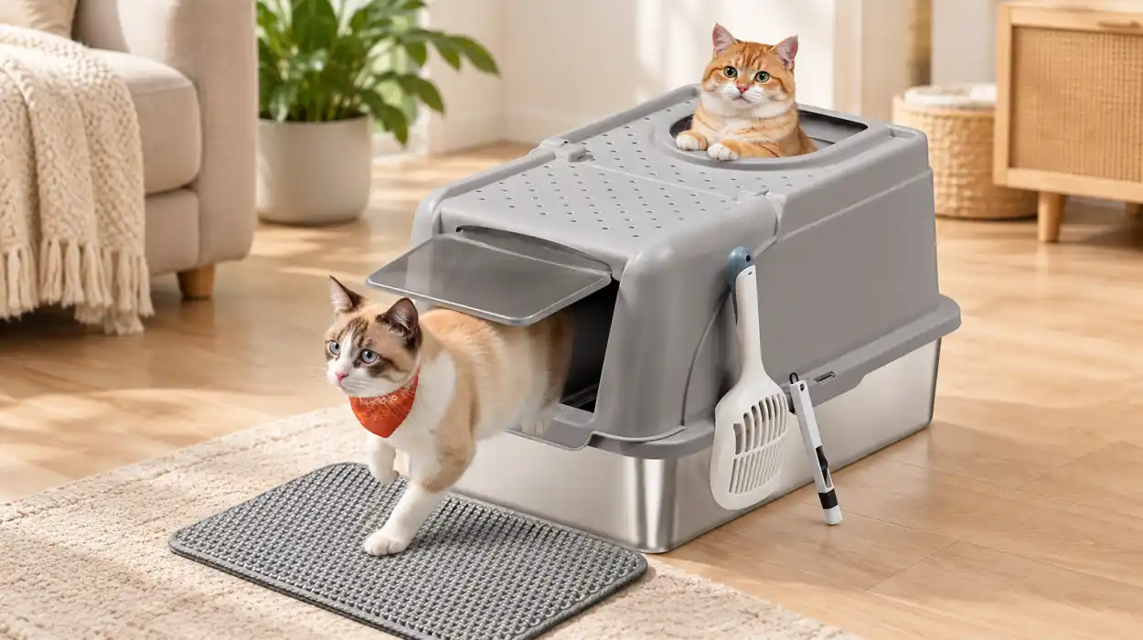 Arenero Feandrea para gato con tapa abatible