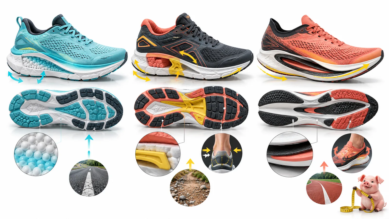 Comparativa ilustrada de zapatillas ASICS