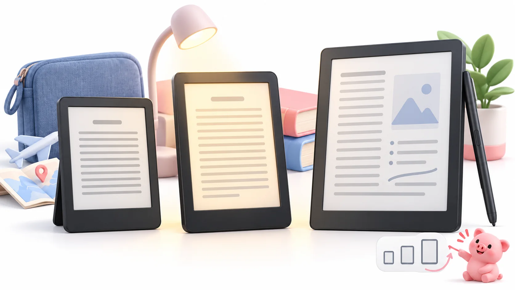 Comparativa visual de lectores Kindle de distintos tamaños