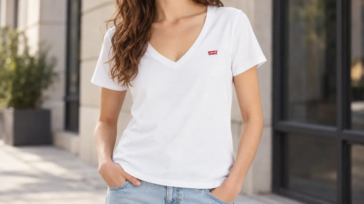 Camiseta Levi's Perfect V-Neck blanca para mujer