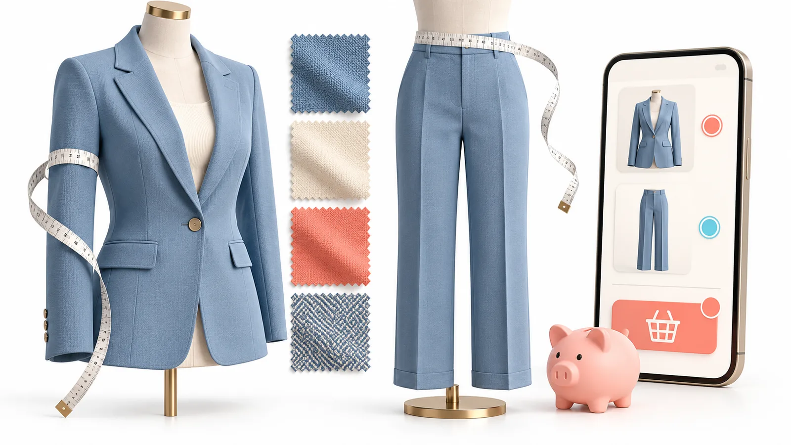 Ilustración de americana y pantalón a juego para comparar un traje completo