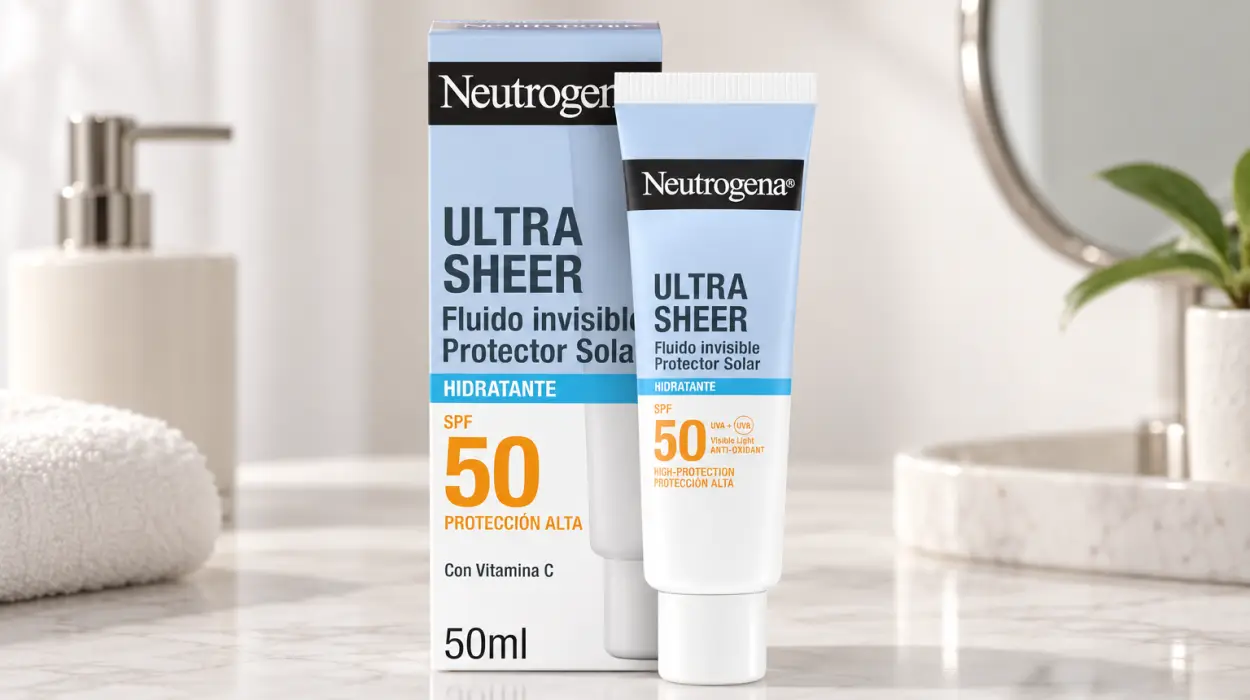 Fluido solar facial Neutrogena Ultra Sheer Invisible Hidratante SPF 50 de 50 ml