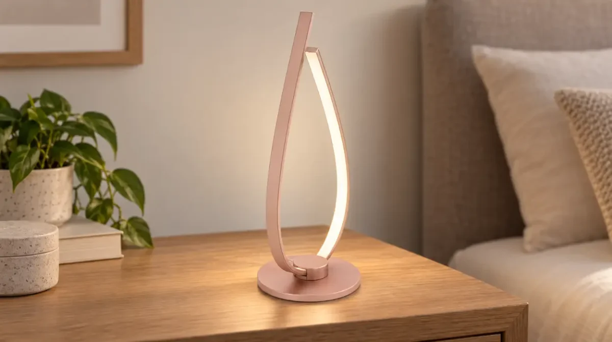 Lámpara de mesa LED Eglo Palozza con luz cálida y brazo curvado