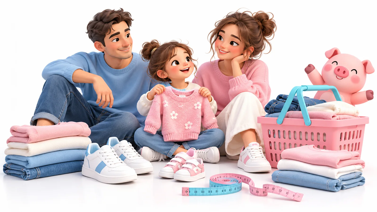 Básicos de adulto e infantil ilustrados para planificar la compra
