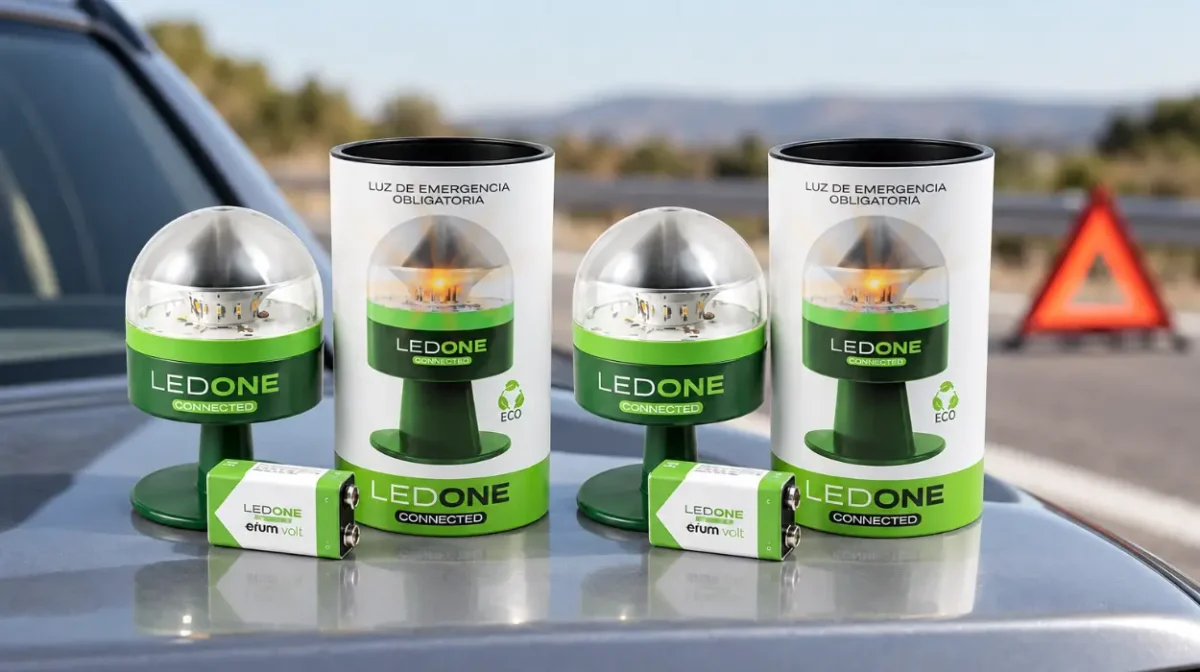 Pack x2 balizas V16 LEDONE homologadas por la DGT con geolocalización y conexión hasta 2038