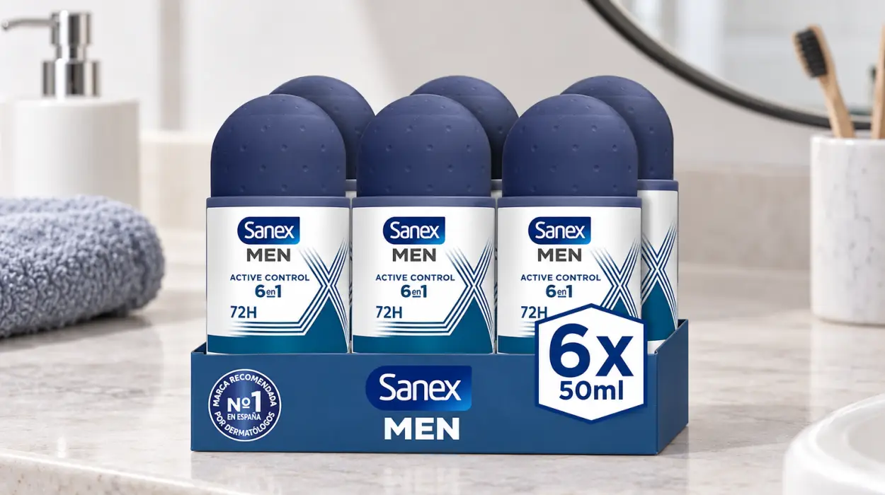 Pack x6 desodorante antitranspirante Sanex Men Active Control roll-on  de 50 ml para hombre